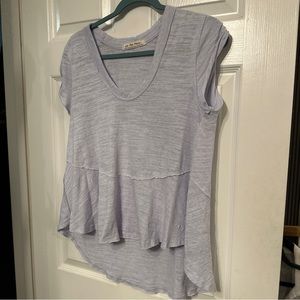 WE THE FREE Slub Jersey Top Size Xs Scoop Neck Short Sleeve Tiered Hi Low ice